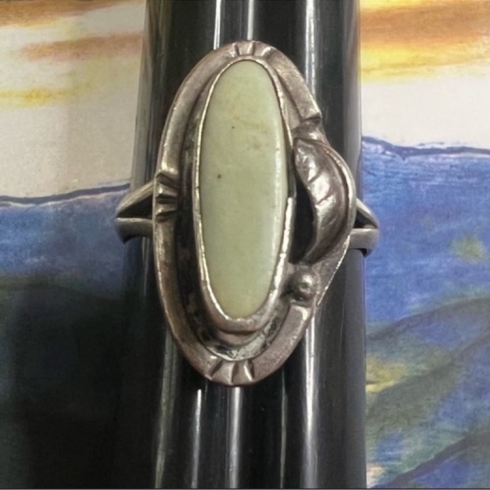 Genuine Sterling Silver .925 Natural Native American Turquoise Feather Ring